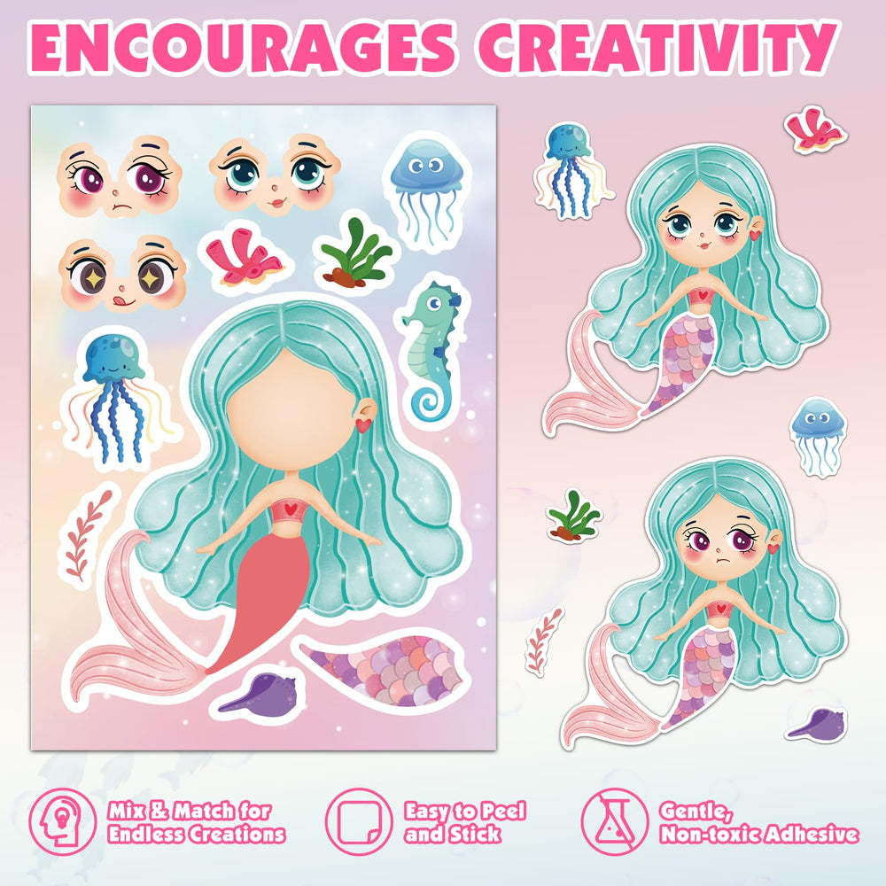 Ozepao mermaid sticker sheet design 3 for kid-friendly, screen-free creative activities.