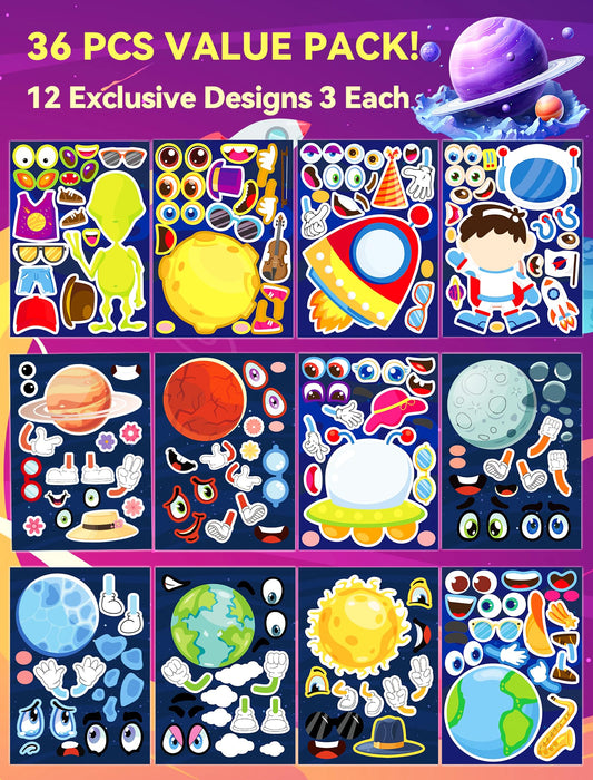 Ozepao outer space sticker with aliens and astronauts for science crafts