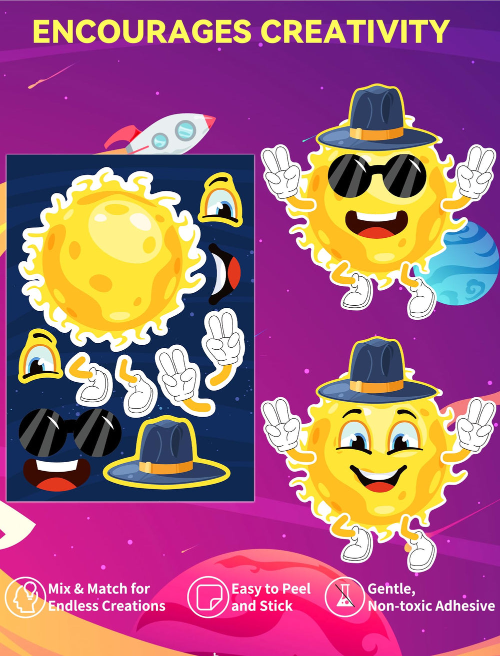 Ozepao outer space sticker with galaxy designs for party favors