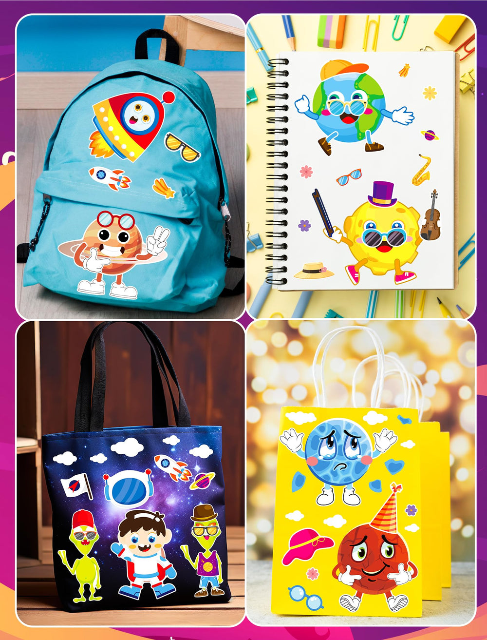 Ozepao outer space sticker featuring spacecrafts for notebooks and walls