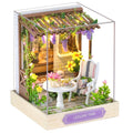 OZJAY DIY miniature house kit with dust-proof cover shown for clean display