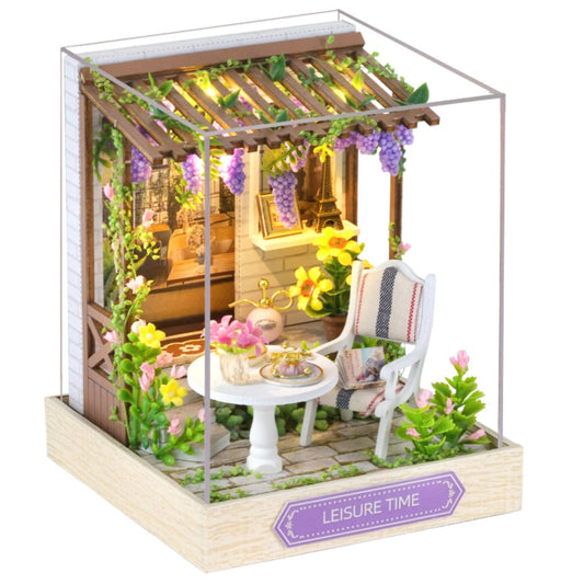 OZJAY DIY miniature house kit with dust-proof cover shown for clean display