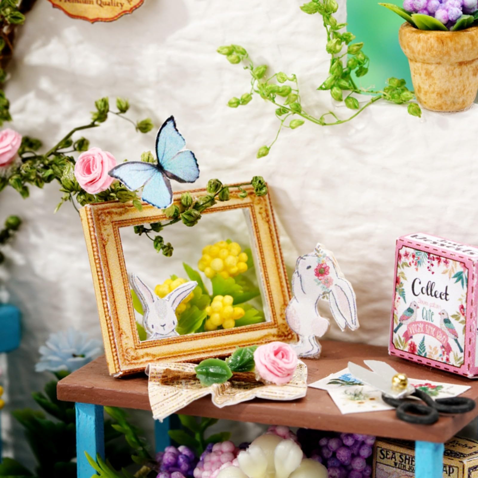 OZJAY dollhouse wooden furniture and decor for realistic styling.