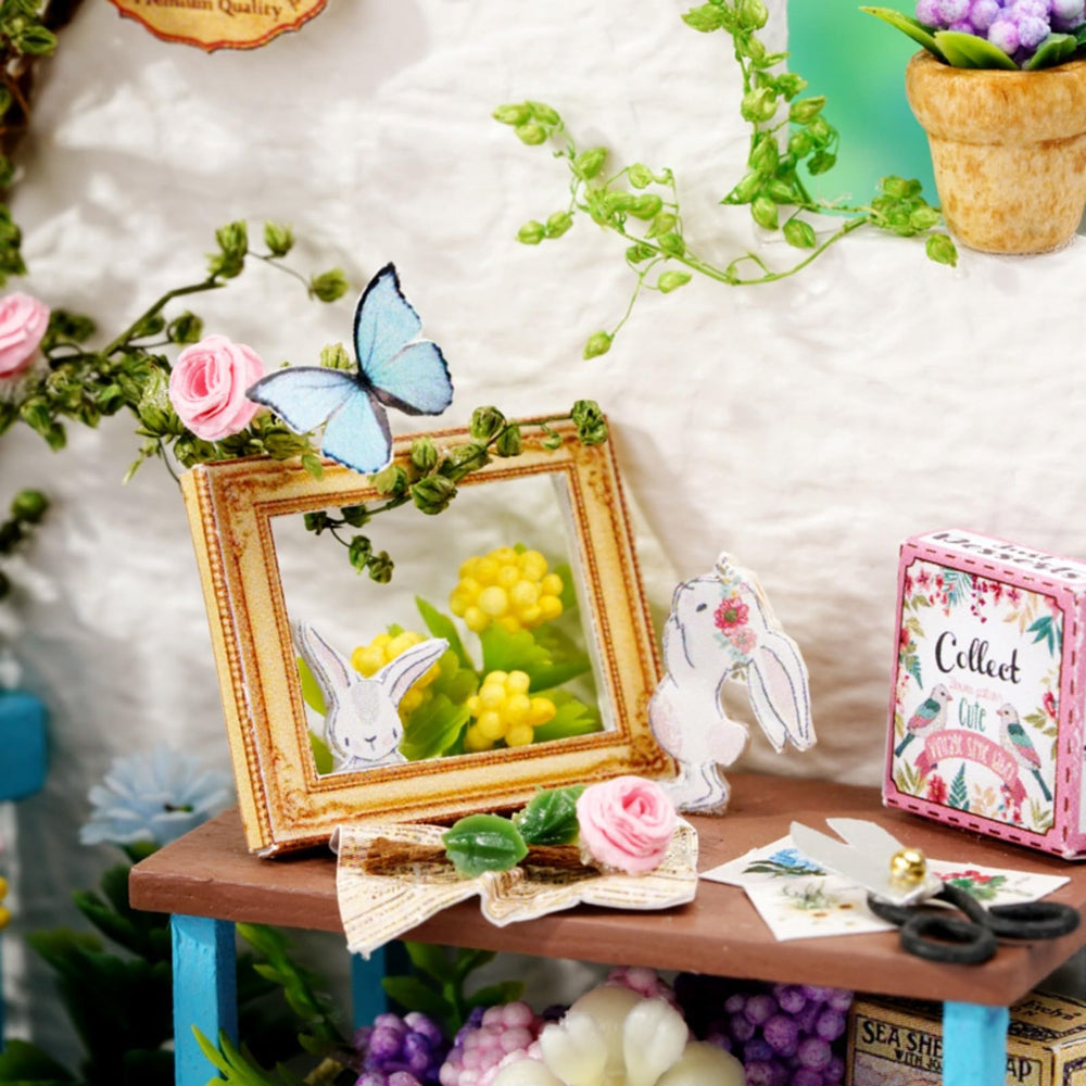 OZJAY dollhouse wooden furniture and decor for realistic styling.