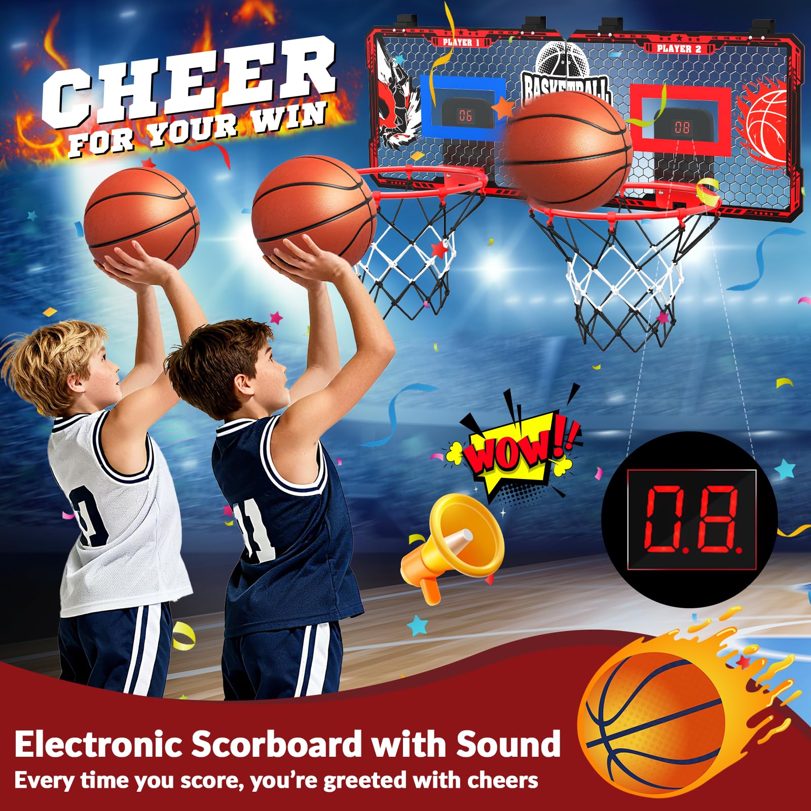 OZMI LED scoreboard provides clear scoring during fast-paced rounds.