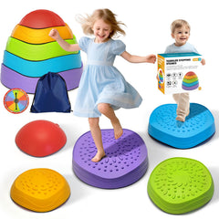 OZMI Stepping Stones set for kids balance practice indoors, promoting coordination.