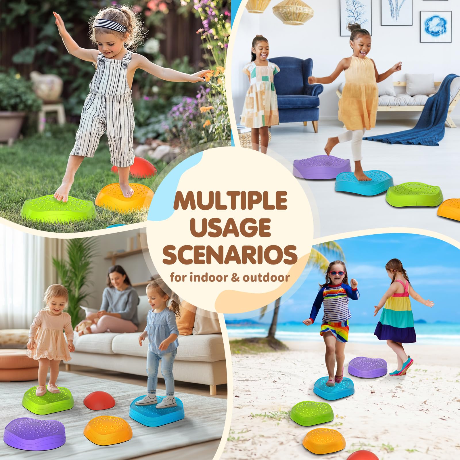 OZMI stepping stones made of sturdy ABS for lasting play.