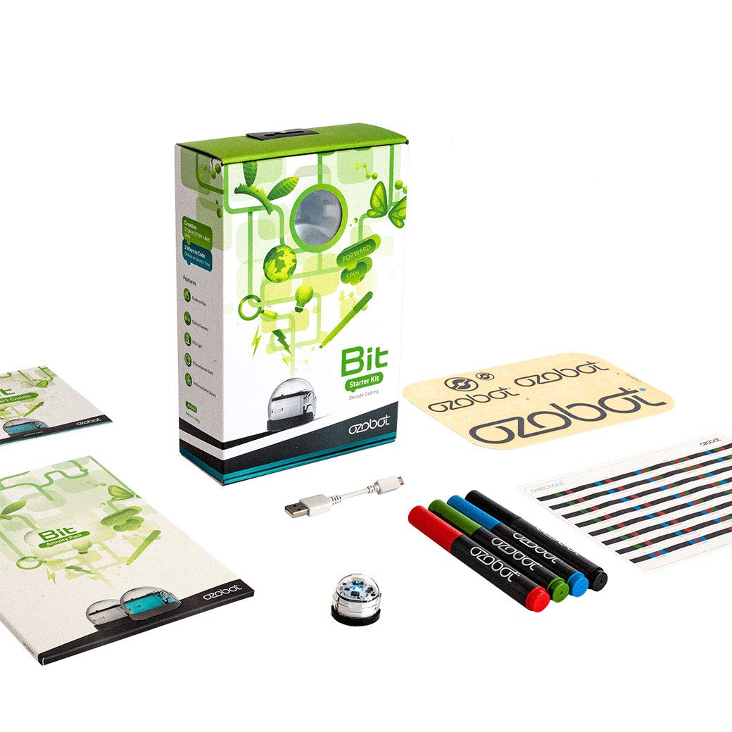 Ozobot Bit White front view; ideal beginner coding practice.