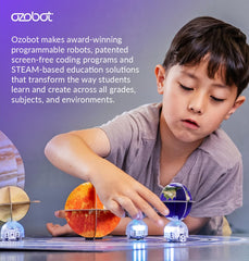 Ozobot Evo Entry Kit color markers in use, enabling color-code based play.
