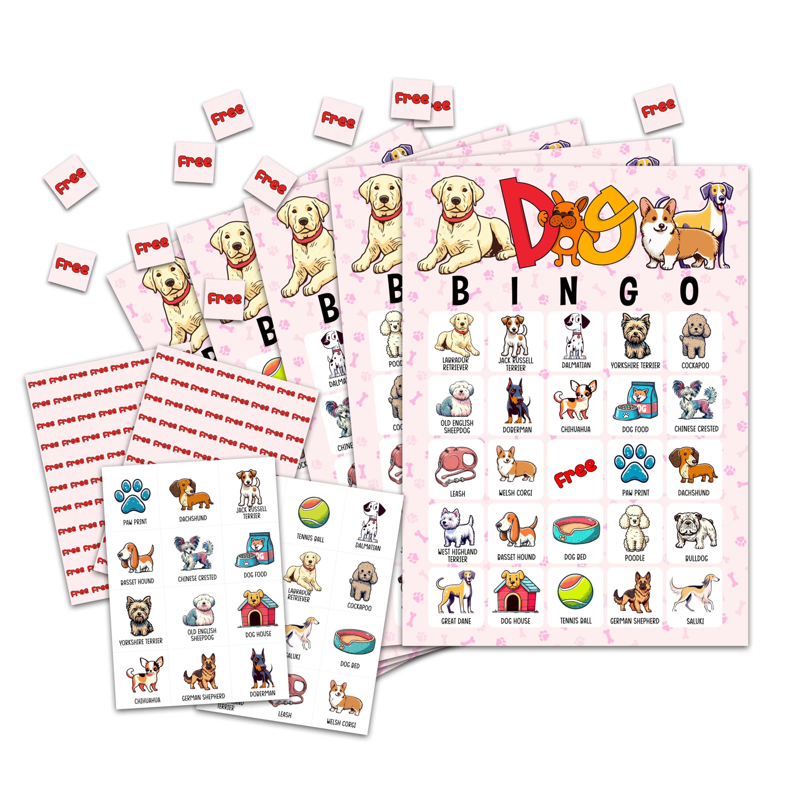 OZTEMETY dog bingo cards for adults on sturdy 5x7 cardstock for durable party play.