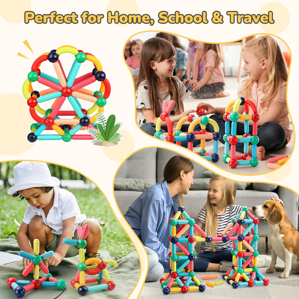 Paaxido family learning time with magnetic blocks encouraging collaboration