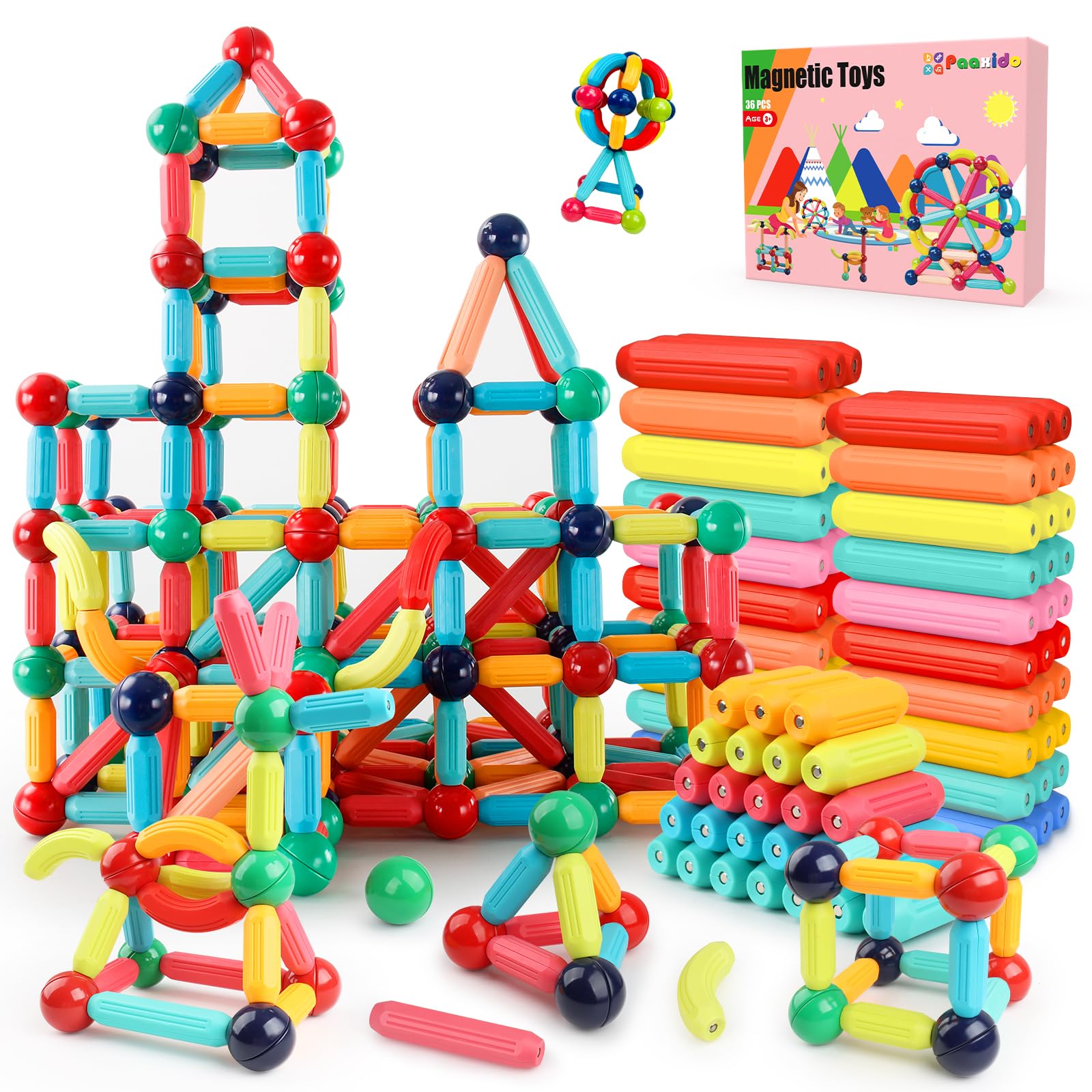 Paaxido magnetic rods and balls form a stable 3D structure for STEM play