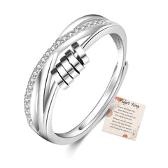 PABBEU Anxiety Ring in sterling silver with spinner front view showing subtle shine.