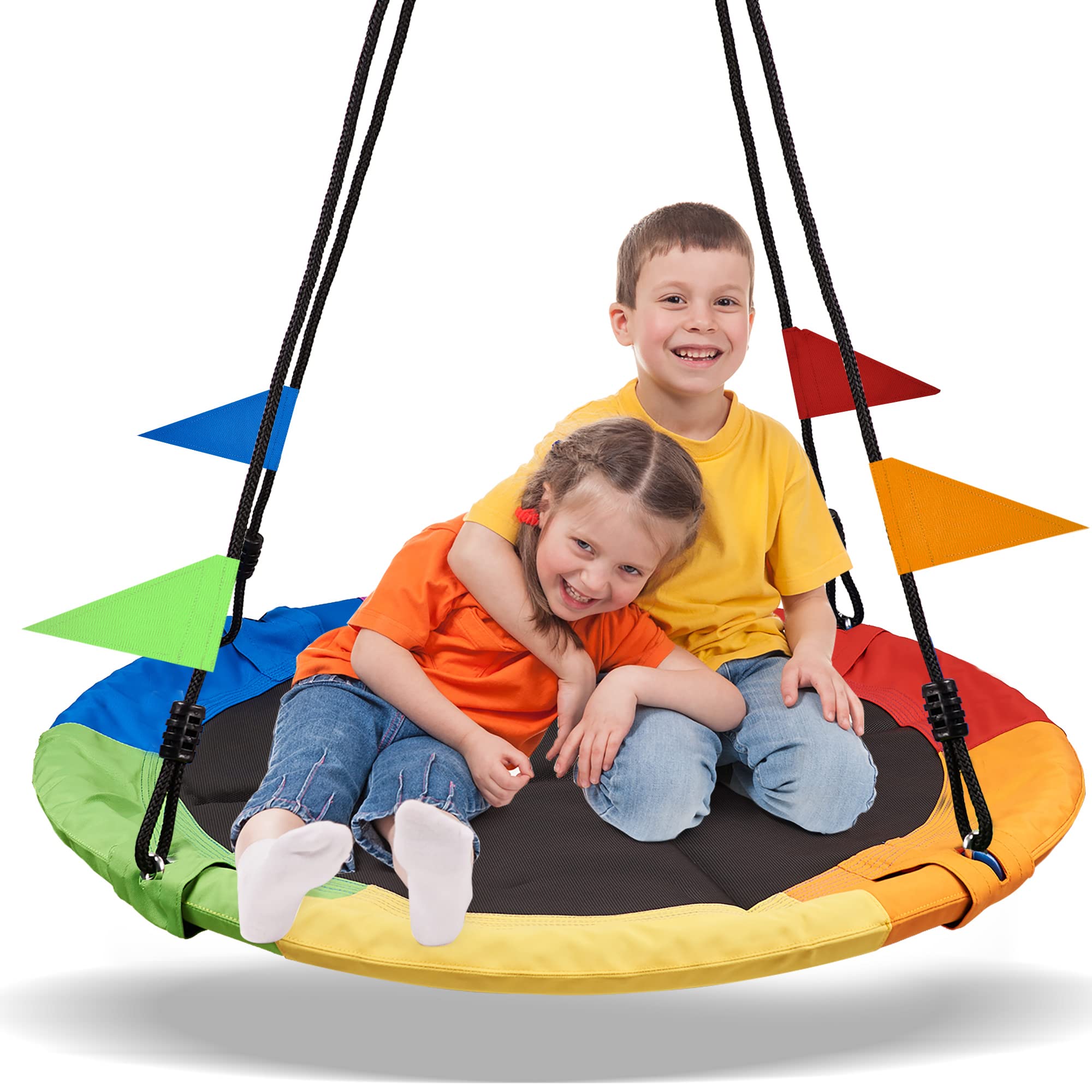 PACEARTH 40in saucer swing seat for outdoor fun and shared backyard play.