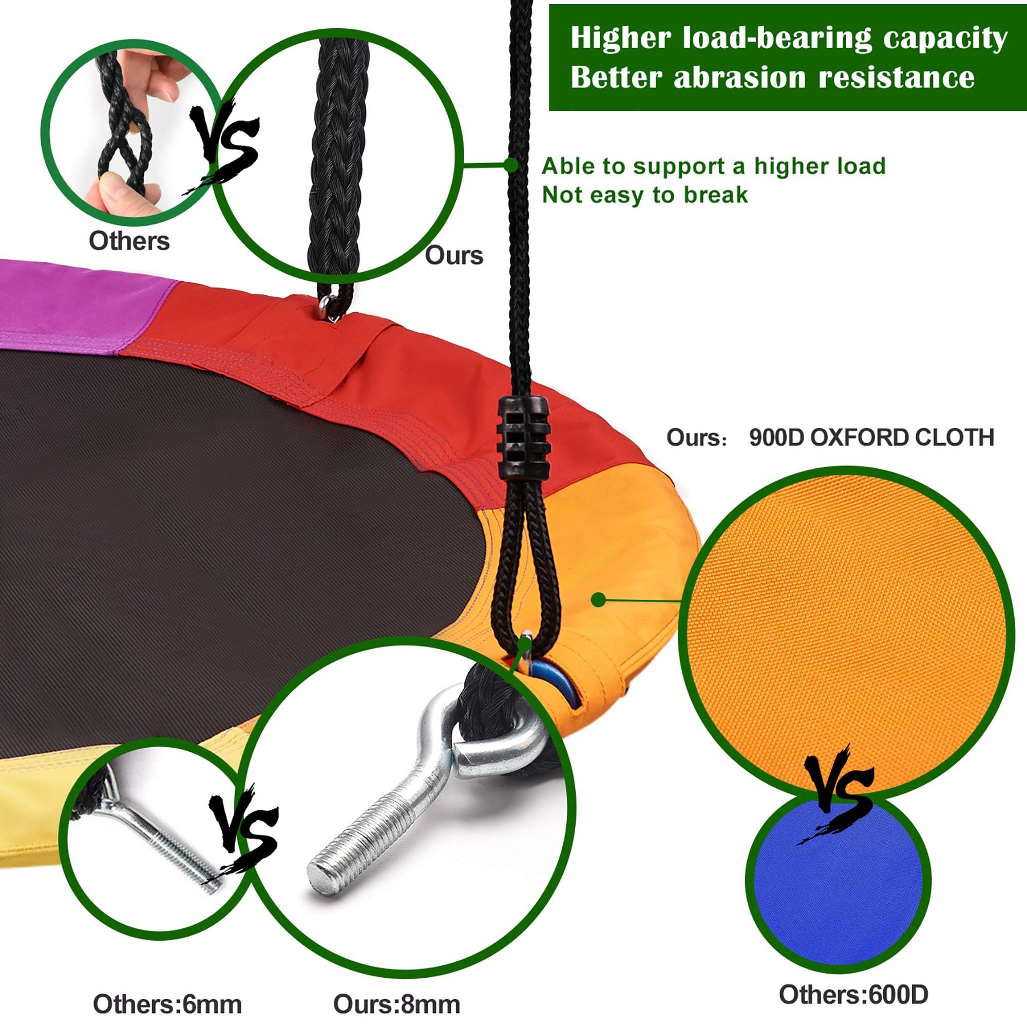 PACEARTH hanging strap set makes secure, easy setup on a sturdy tree limb.
