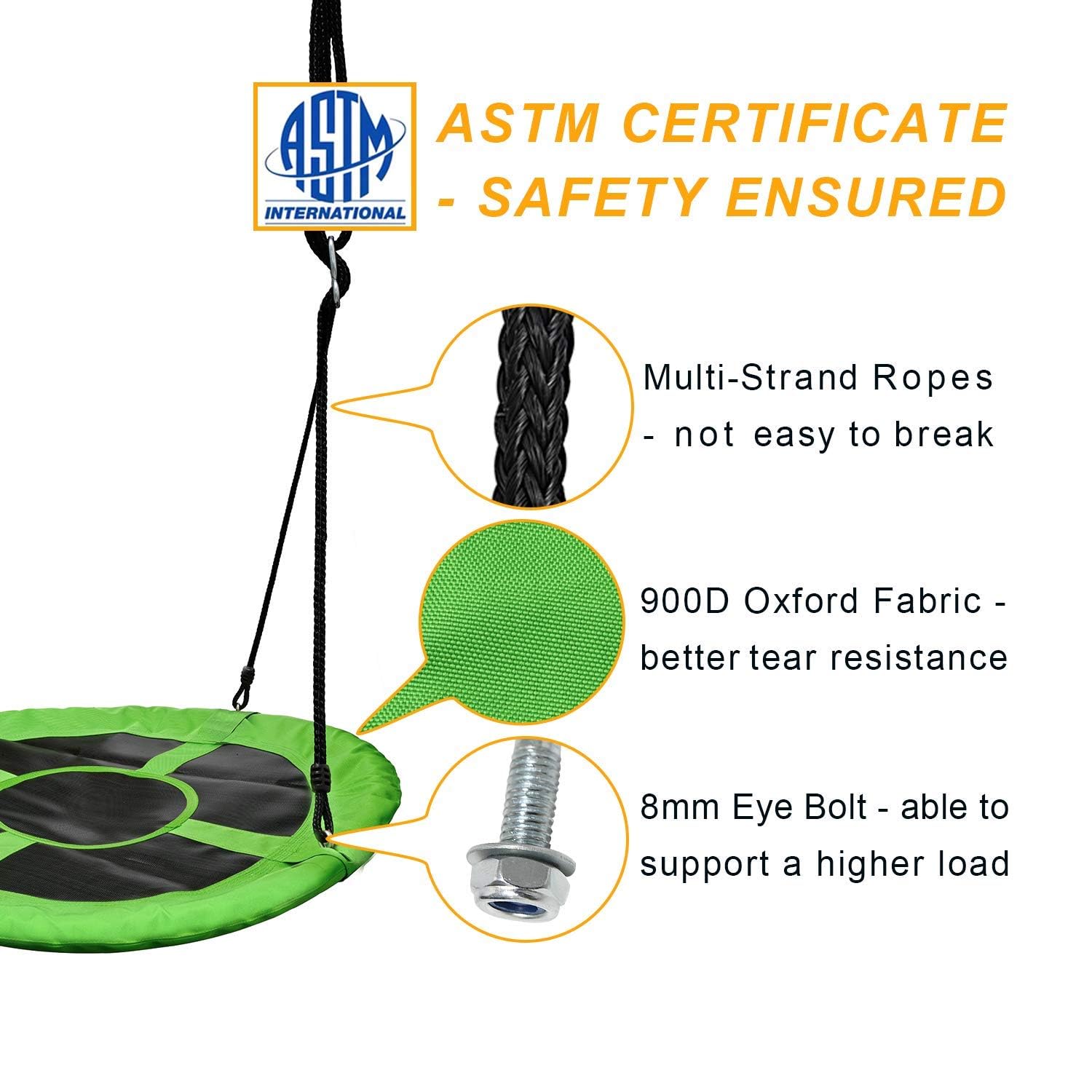 PACEARTH upgraded braided ropes provide secure support for kids