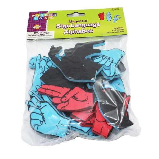 Pacon WonderFoam sign language letters show red vowels and blue consonants for clear lessons.