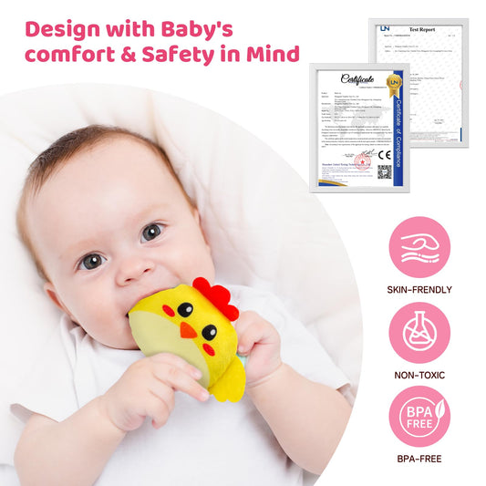 Padonise baby toy set features gentle rattles for auditory engagement.
