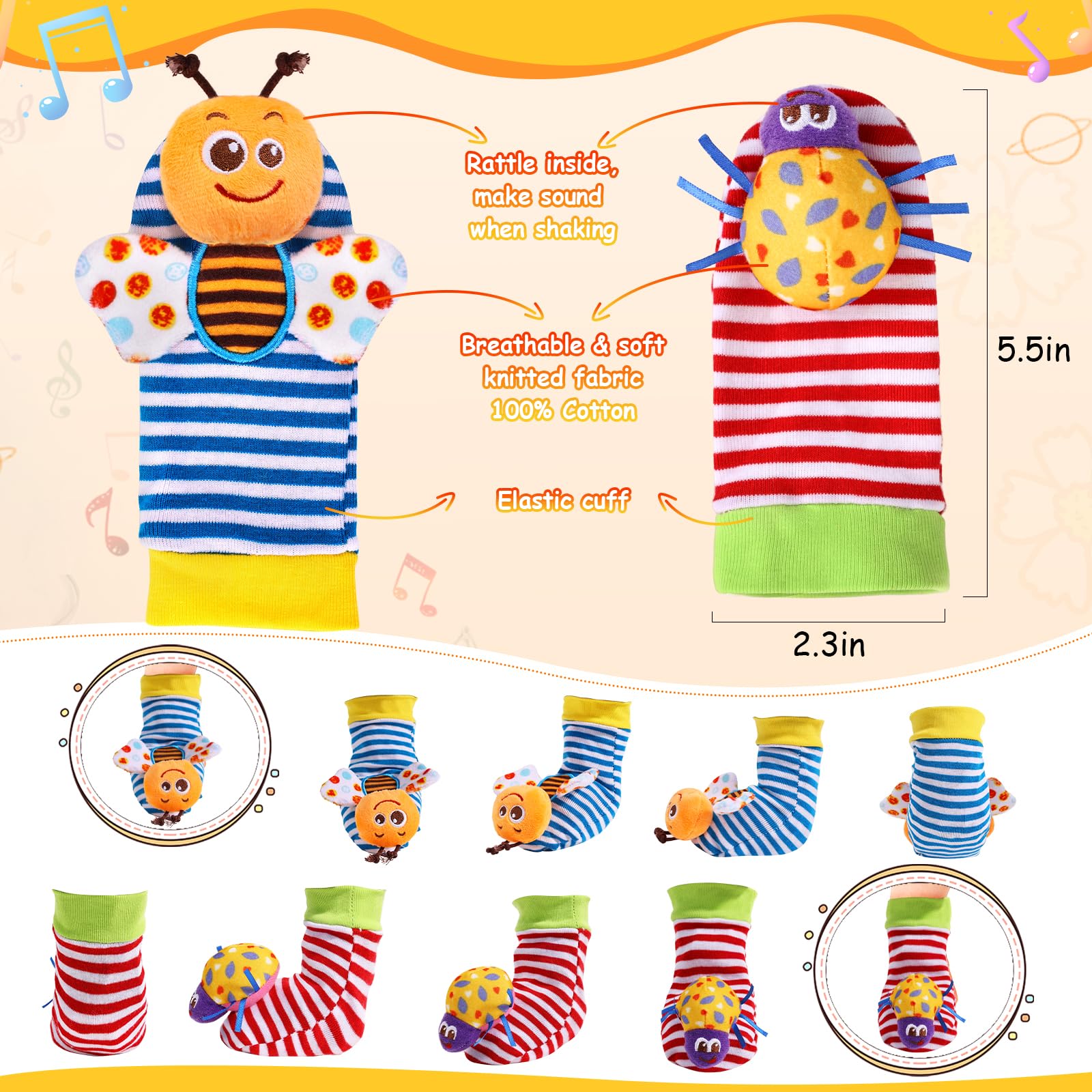 PADONISE garden bug series socks attract attention with colors
