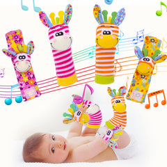 PADONISE wrist rattle set with cute animals to engage early senses.