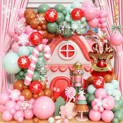 Paeyeq Christmas Balloon Arch Kit gingerbread theme backdrop for photos