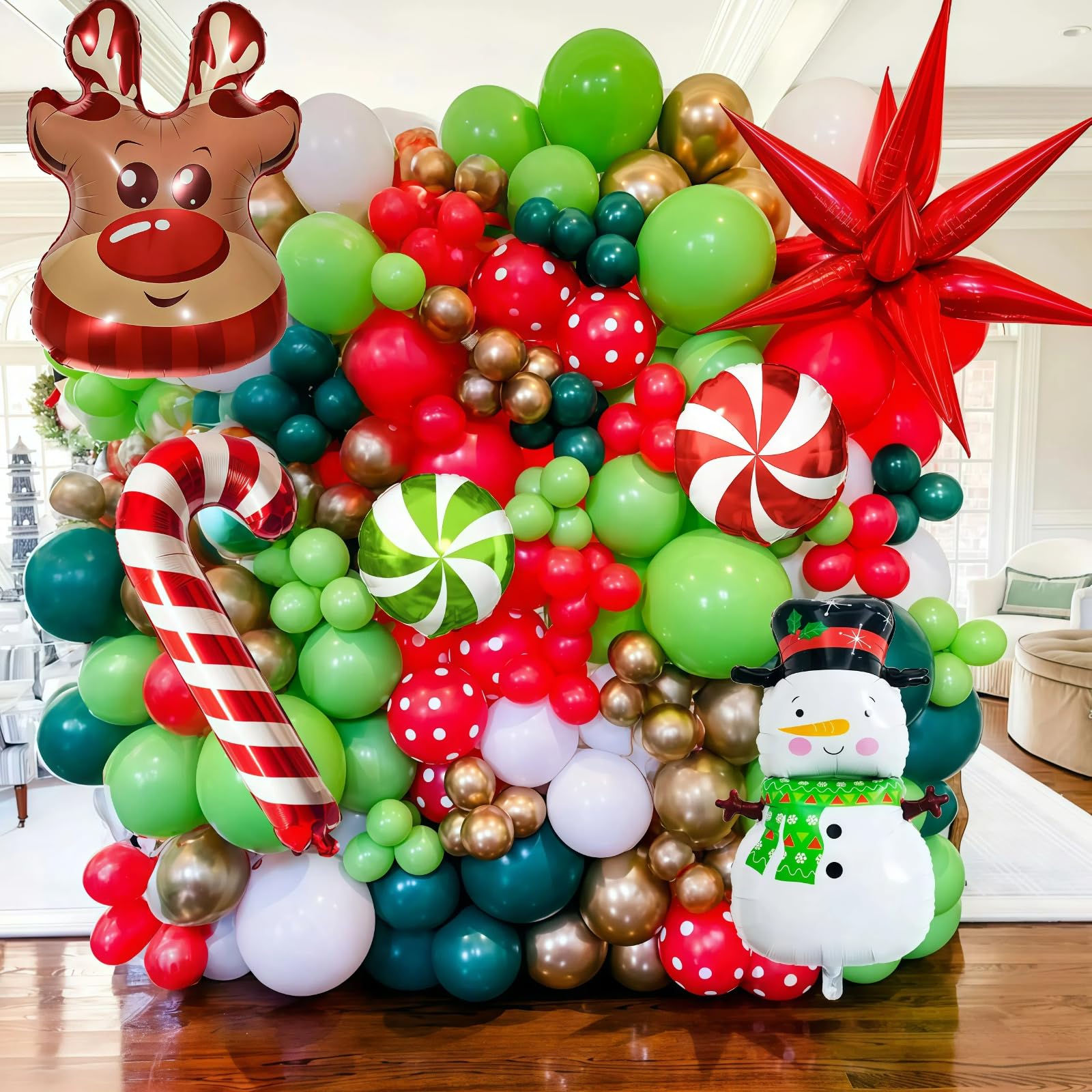 Paeyeq lollipop foil balloons in red and green brighten any setup.