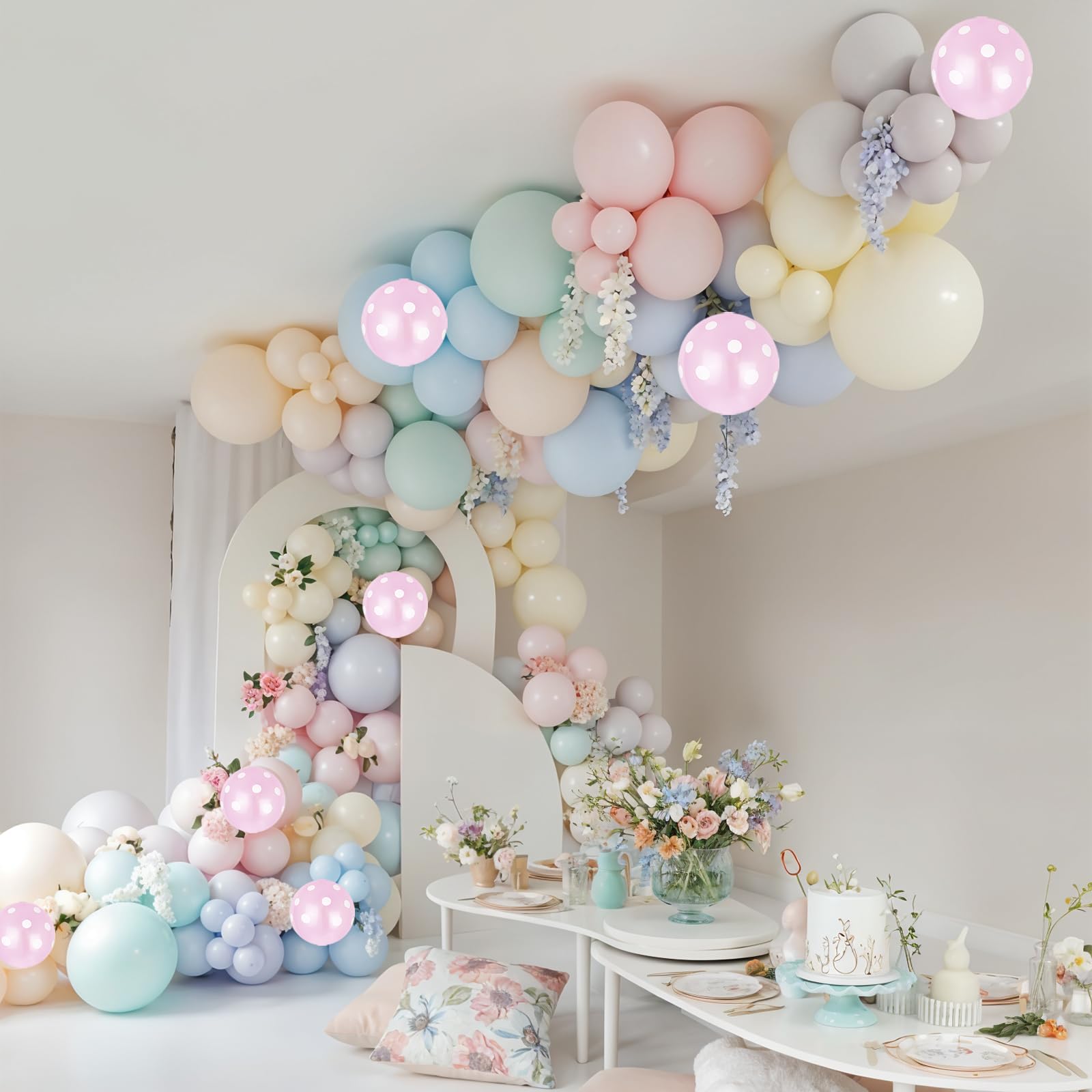 Paeyeq polka dot printed 12in balloon for whimsical decor.