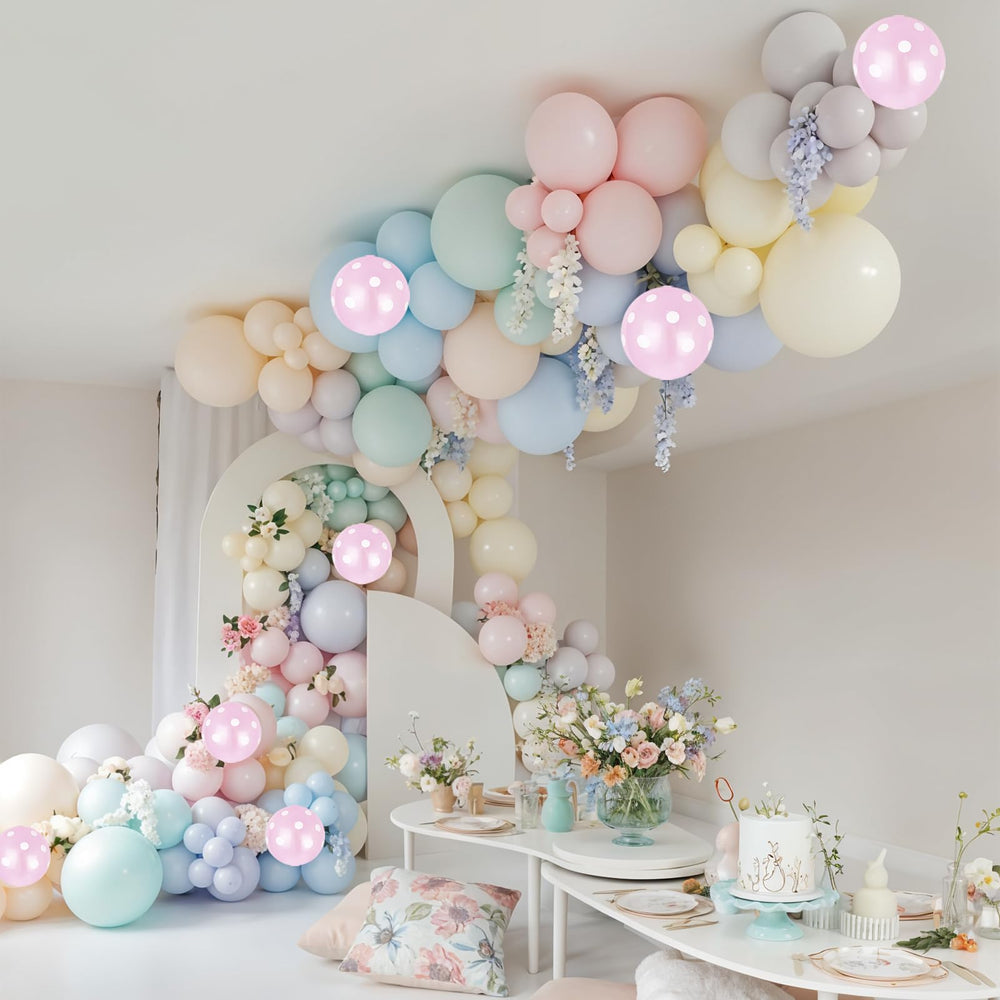 Paeyeq polka dot printed 12in balloon for whimsical decor.