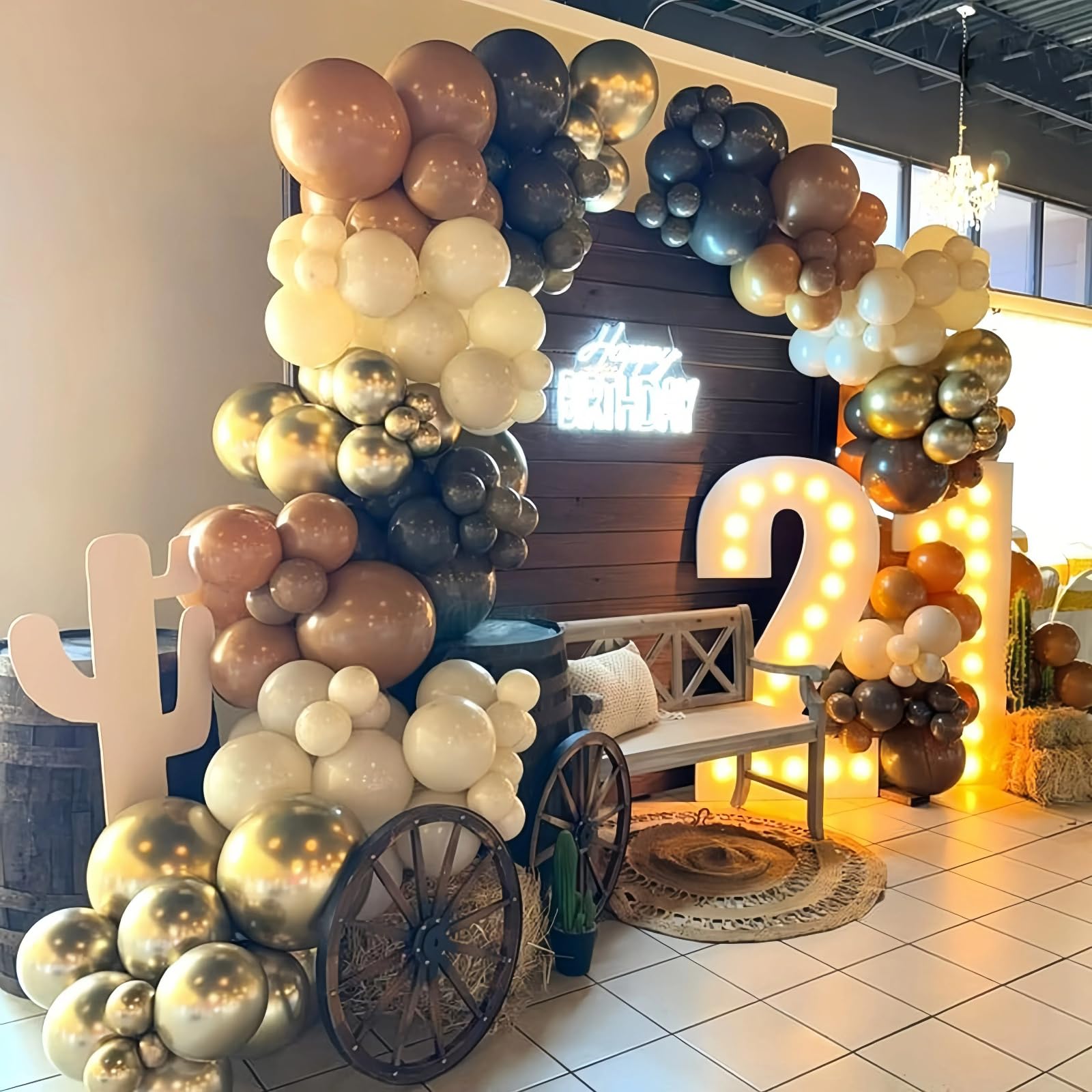 Paayeq sand white 18-inch balloon creates warm contrast for rustic themes