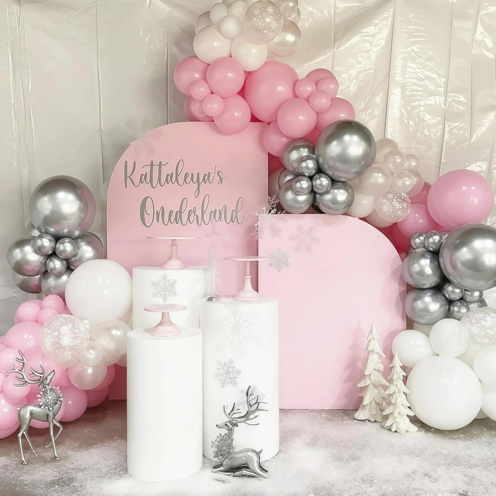 Paeyeq silver 10in balloon; adds subtle sparkle to garlands.