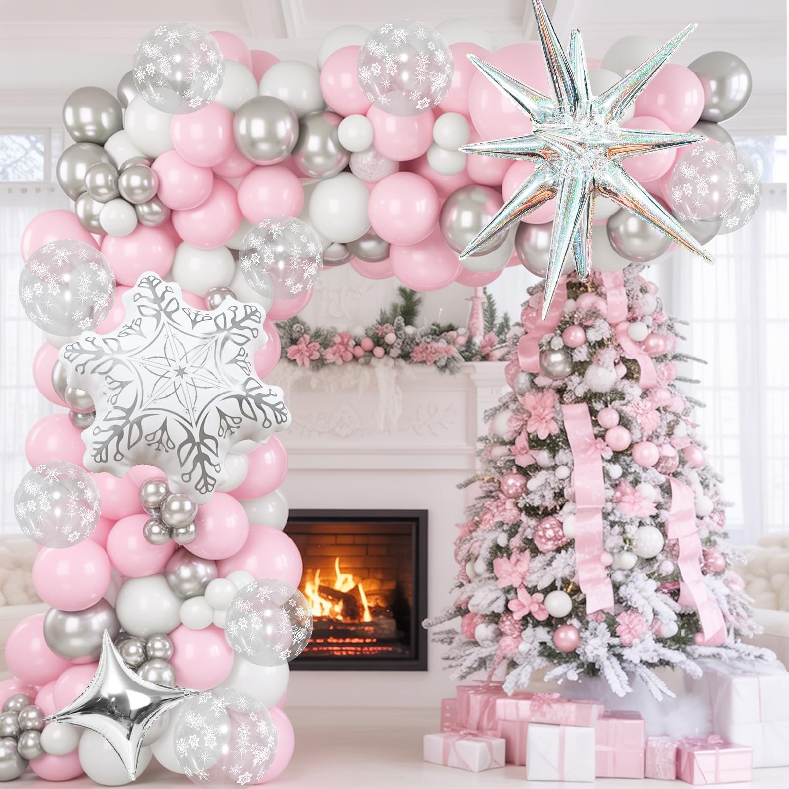 Paeyeq silver burst star foil balloon; festive sparkle for focal points.