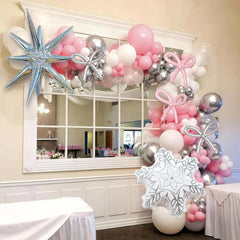 Paeyeq white snowflake foil balloon; elegant touch for winter decor.