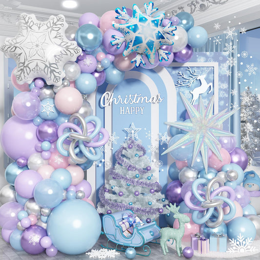 Paeyeq Winter Wonderland arch kit with foil balloons for a festive backdrop