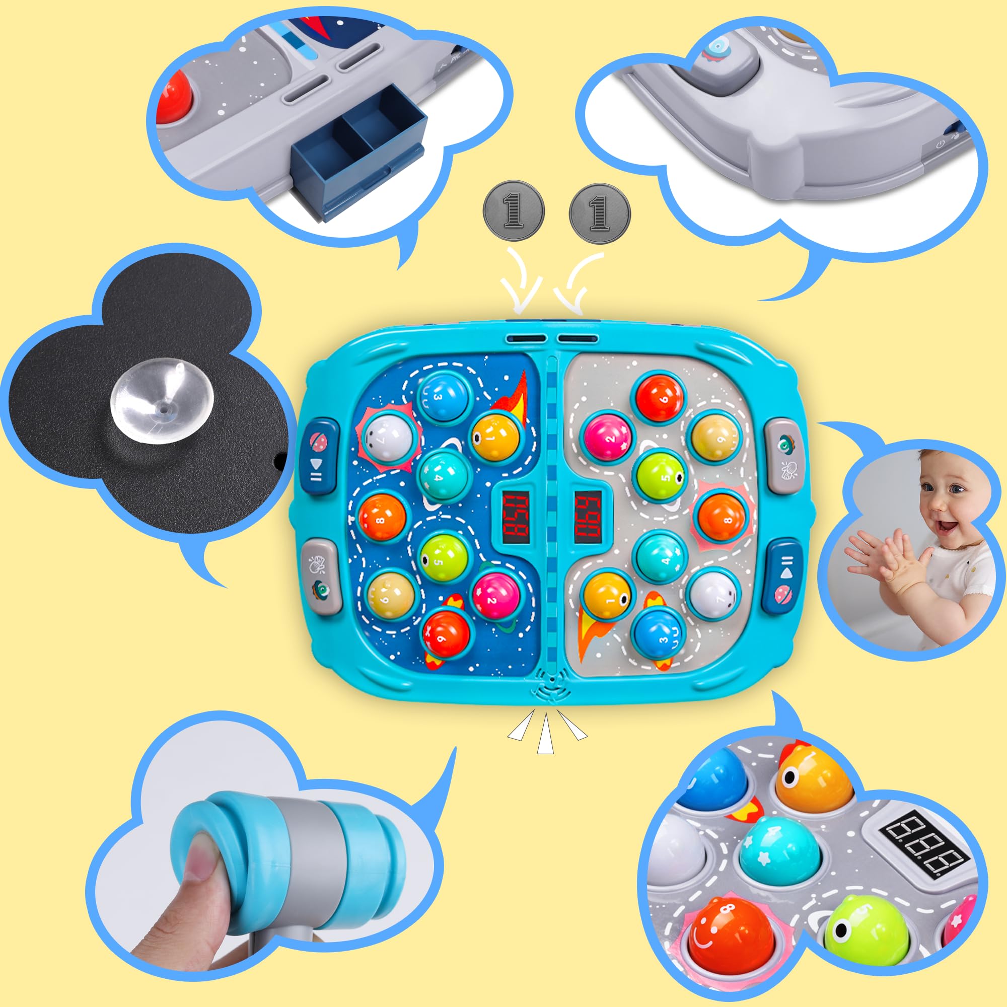 Lights and sounds on Pafolo Whack Game Mole enhance play experience