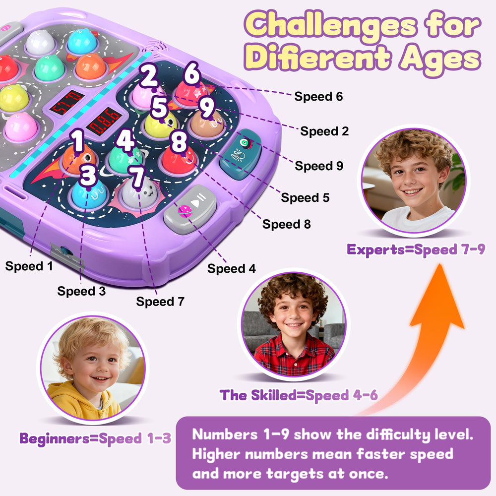Extra large 11 by 15 inch playfield invites comfortable hands-on play.
