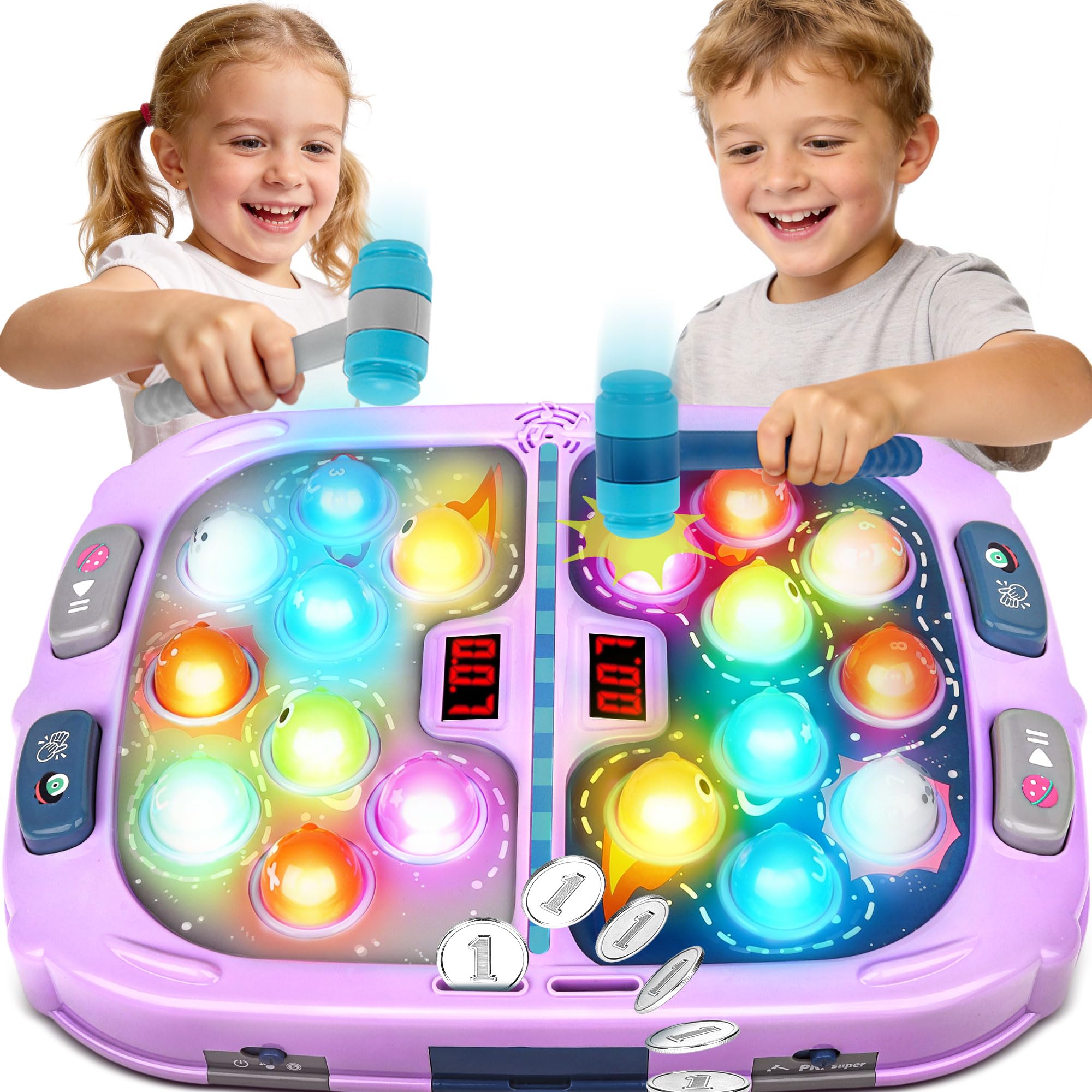 Pafolo Whack Mole game setup with two play zones for shared screen-free fun.