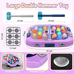 Soft rubber hammer tips ensure safe and enthusiastic pounding.