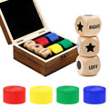 Pagather left-right roll dice set in a wooden box for easy storage
