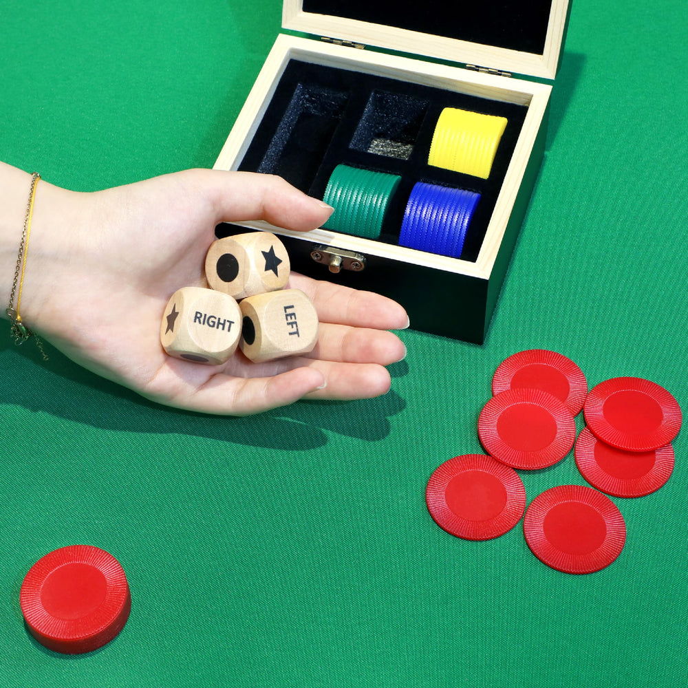 Pagather left right roll game night with family and friends for joyful moments.