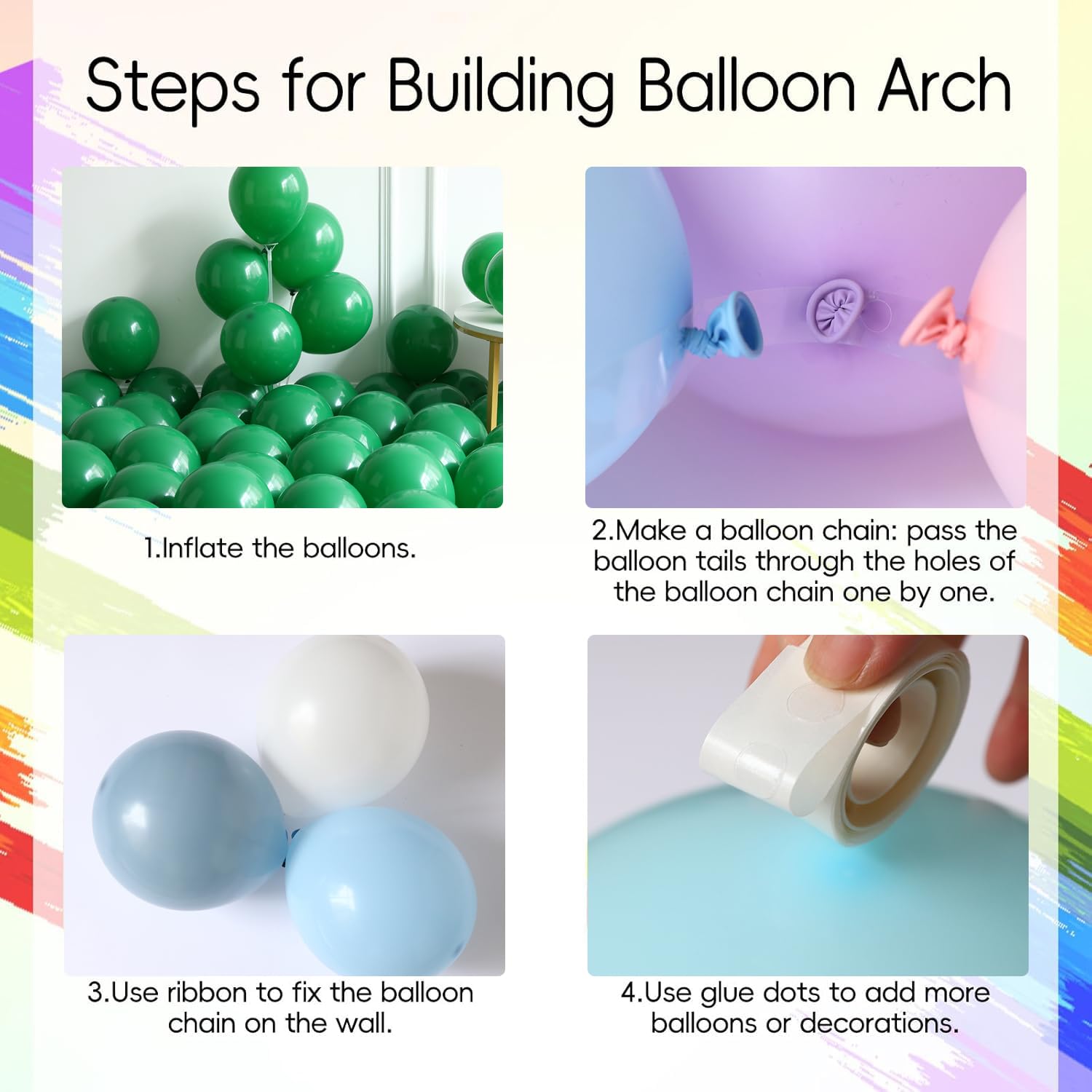 PageebO long green latex balloons for arch contrasts