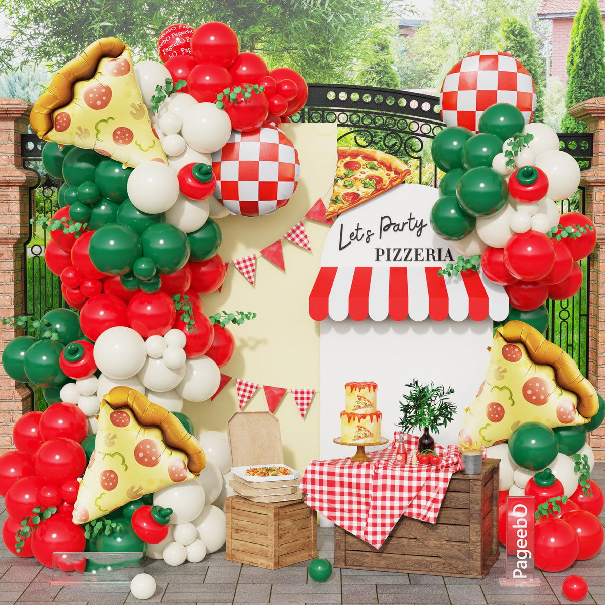 PageebO pizza party decorations 145pcs balloons kit for vibrant celebrations