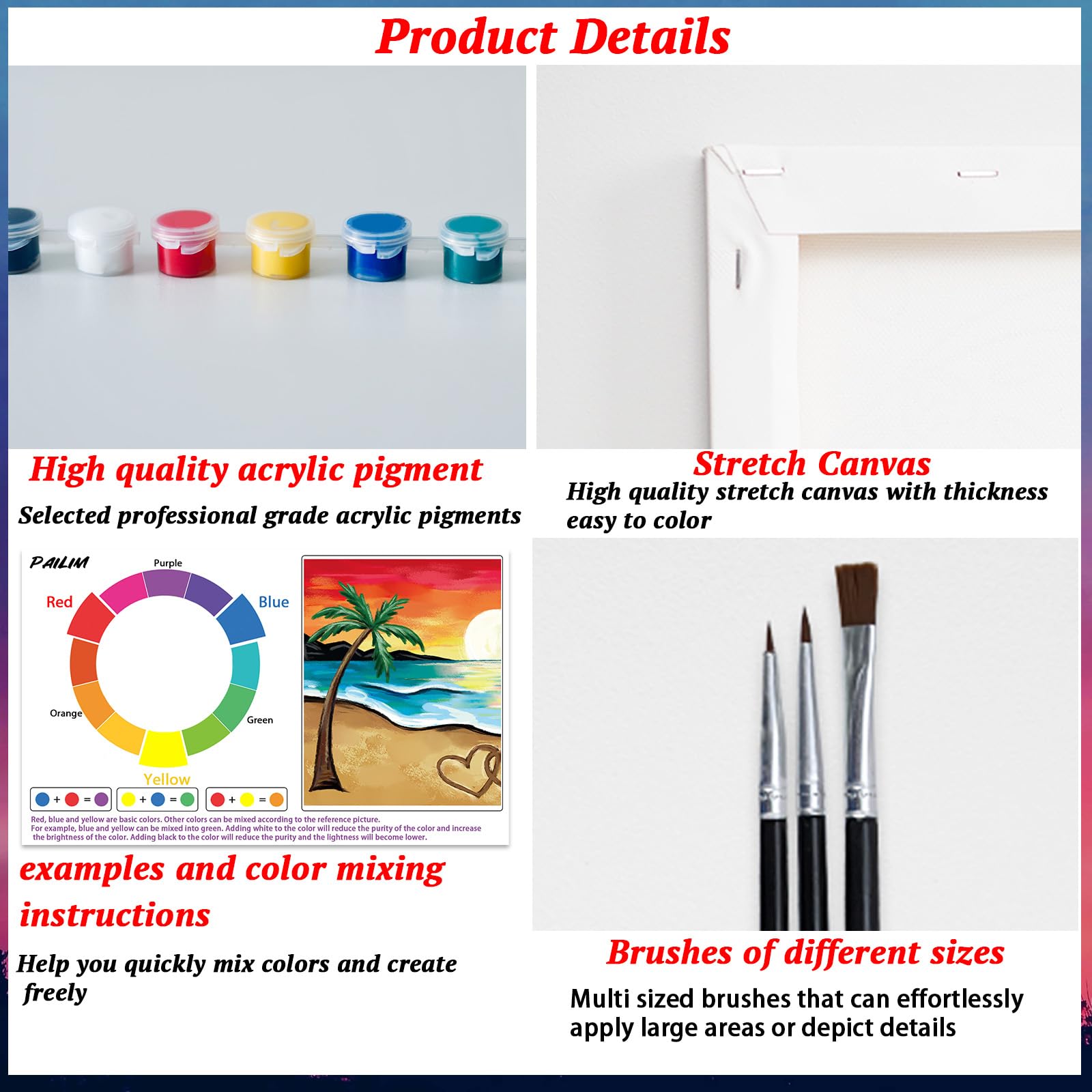PAILIM 8x10 kit premium stretched canvas ready for color blending and smooth painting