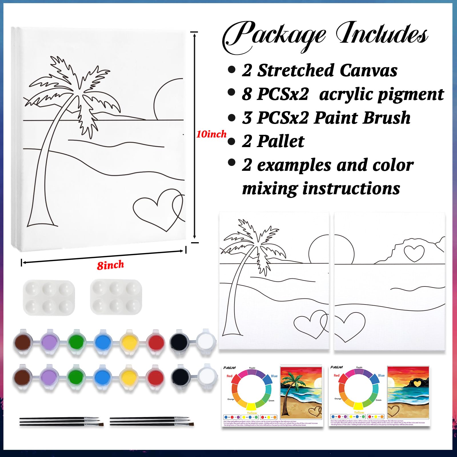 PAILIM 8x10 couples painting kit gift option for birthdays or holidays