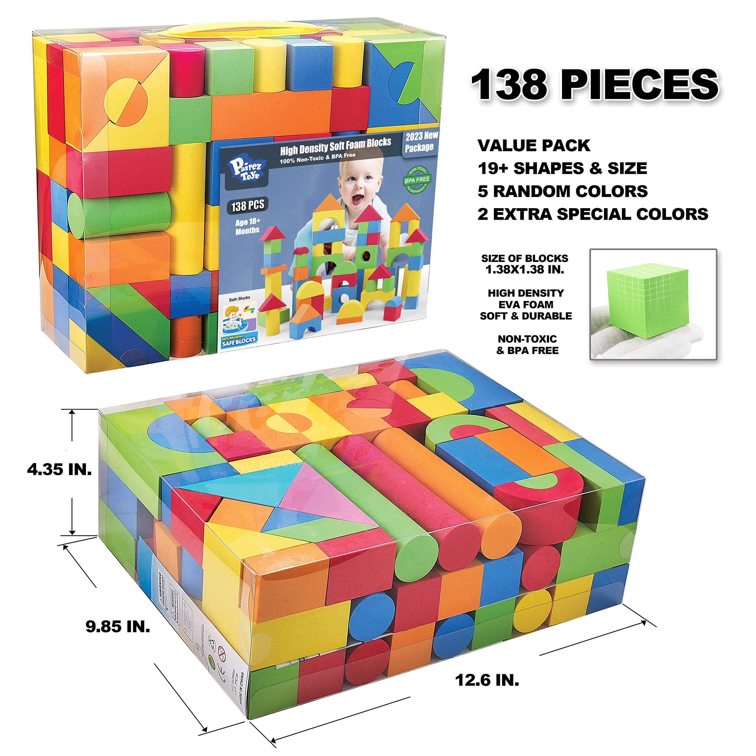 Pairez Foam Blocks float during bath time, adding safe water play.