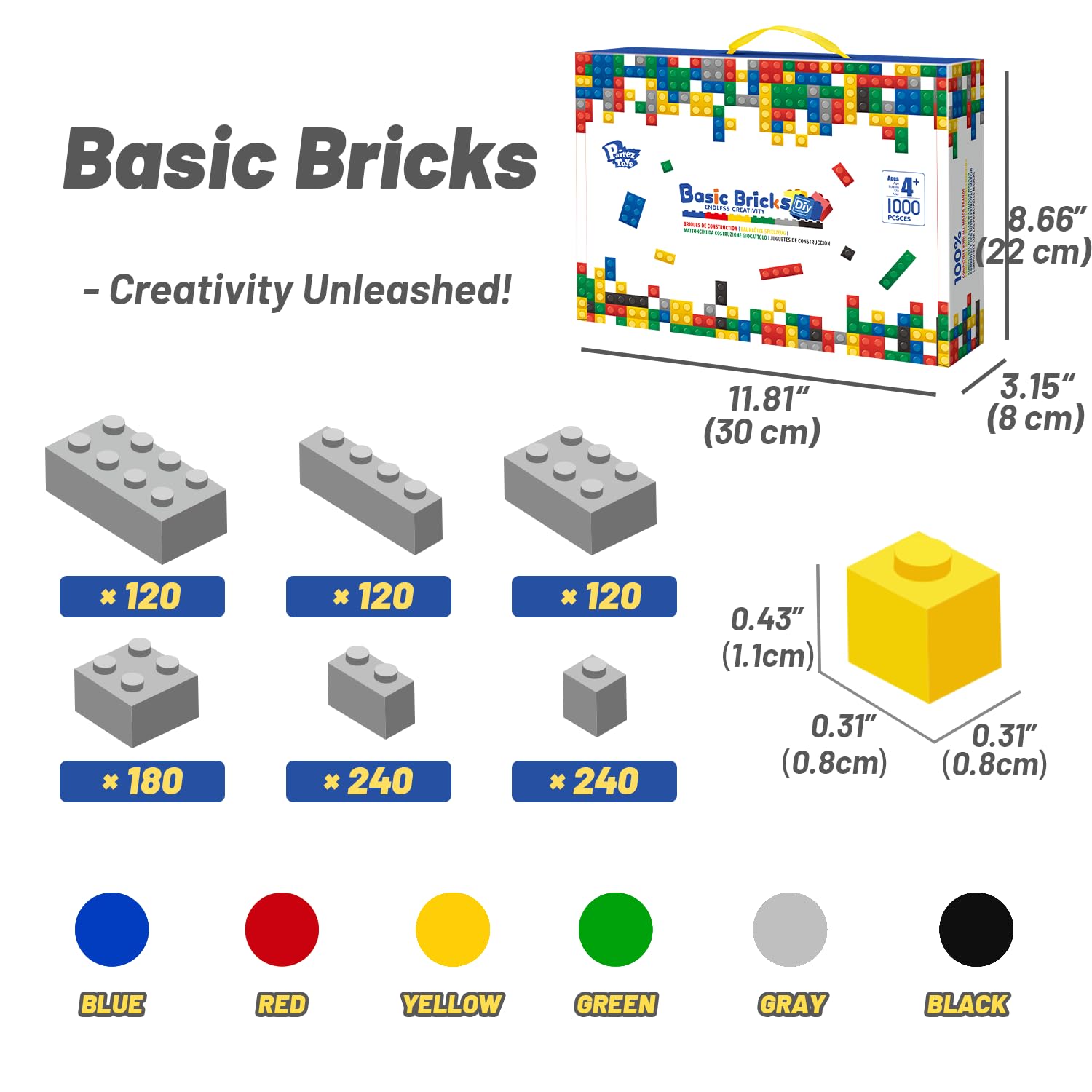 Pairez Toys storage box keeps bricks organized for indoor or outdoor play.