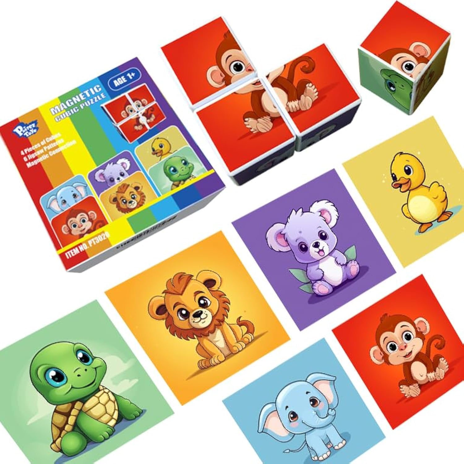 Pairez Toys 3D magnetic cubic jigsaw animal patterns spark creativity for toddlers.