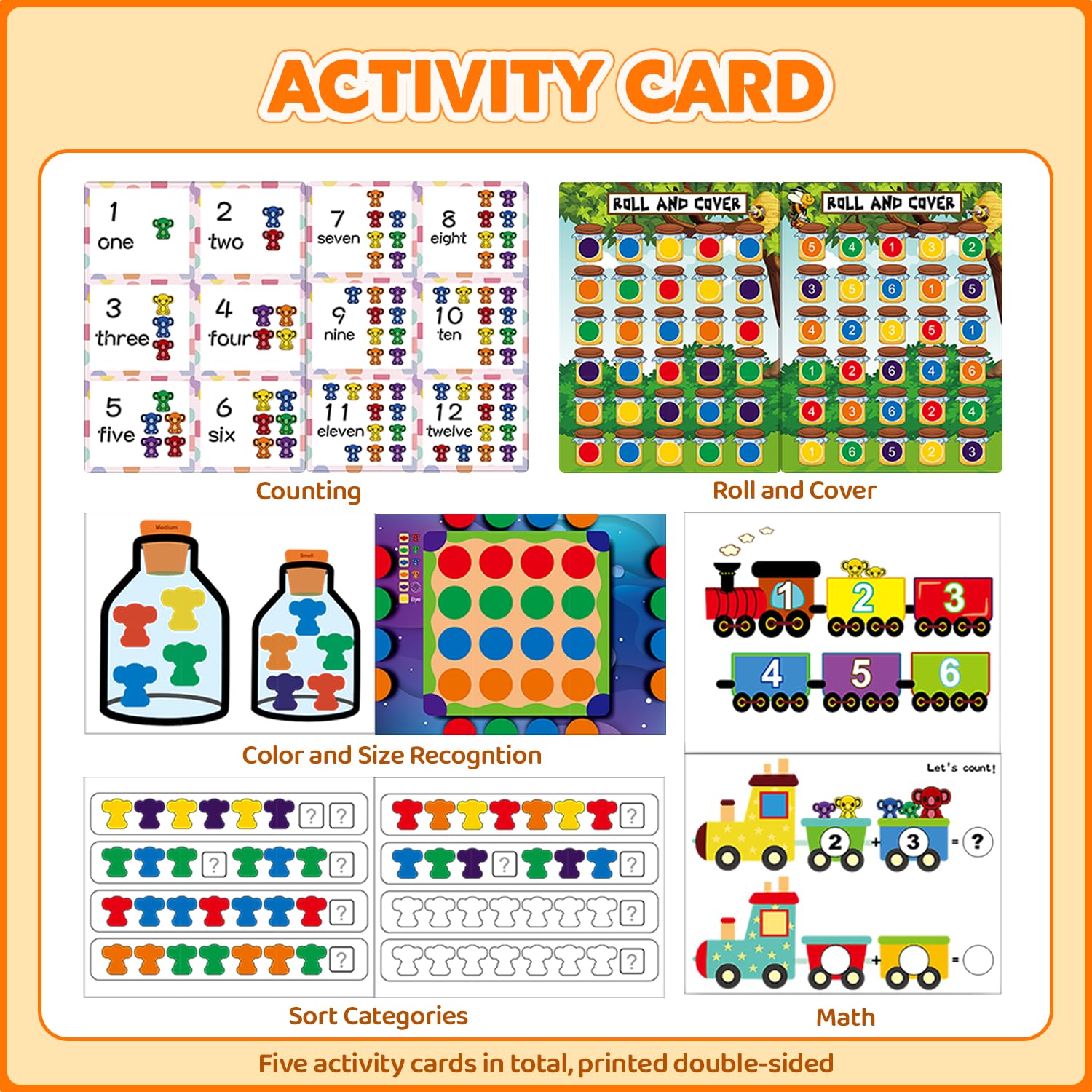 Pairez Toys activity cards provide quick ideas for color sorting challenges.