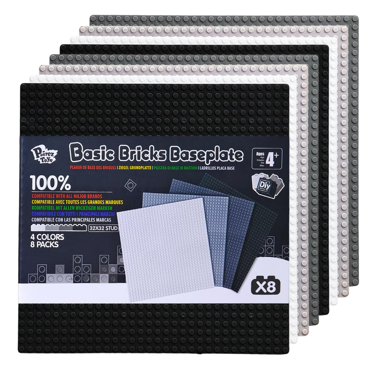 Pairez Toys Classic Baseplates 10x10 black for space-themed builds and sturdy foundations.