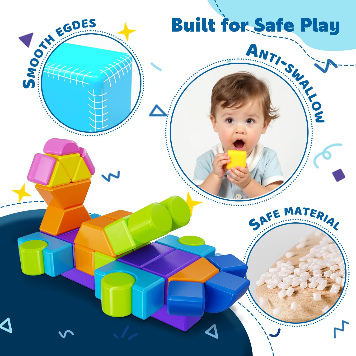 Pairez Toys colorful blocks-7 colors shown for vibrant, engaging play sessions.