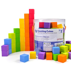 Pairez Toys foam counting blocks in rainbow colors for 105-piece play and learning.